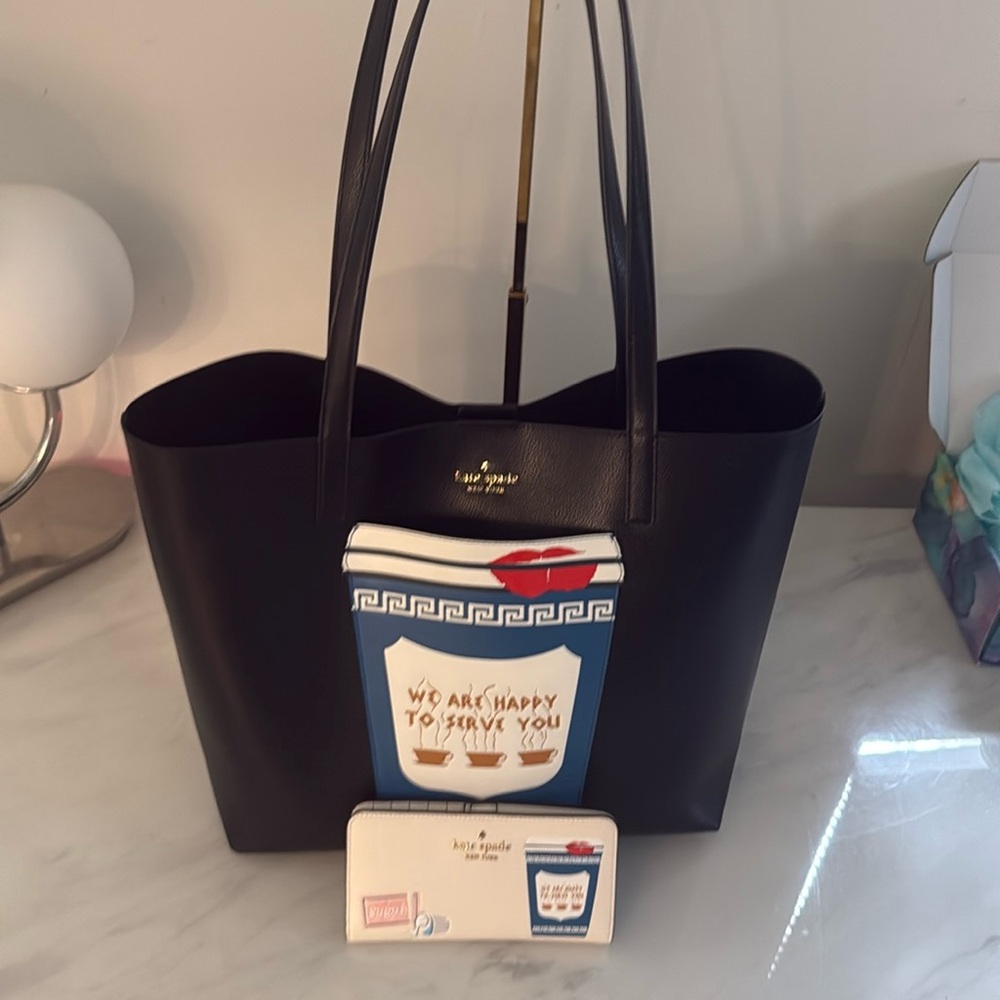Kate Spade Coffee Break Large Slim Bifold Wallet in Cream